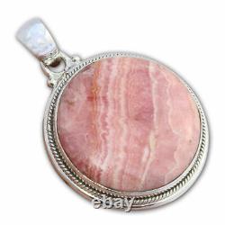 Solid 925 Sterling Silver Rhodochrosite Gemstone Pendant Necklace Jewelry #Gift