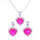 Solid 925 Sterling Silver, Royal Elegance Natural Pink Ruby Jewelry Set Gift
