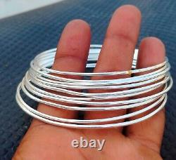 Solid 925 Sterling Silver Set off 10 Bangle For Women Jewelry Gift ChristmasS203