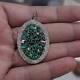 Solid 925 Sterling Silver Zambian Emerald Diamond Pendant Jewelry Gift