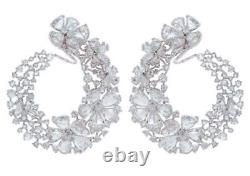 Solid Dangle Earrings 925 Sterling Silver inspired Flower White Jewelry Gift New