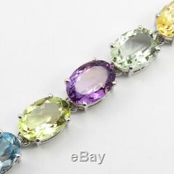 Solid Sterling Silver 0.925 Multi Stone Bracelet Exclusive Jewelry Free Gift Box