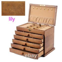 Solid Wood Six-Layer Jewel Box Large Capacity with Lock Jewelry Gift Jewelry Box