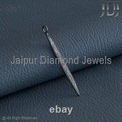Spike Charm Natural Pave Diamond 925 Sterling Silver Unisex Jewelry Gift Pendant