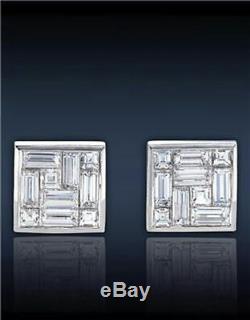 Square Baguette Princess Pure 925 Silver Cuff Links Men's Fashion Jewelry Gift
