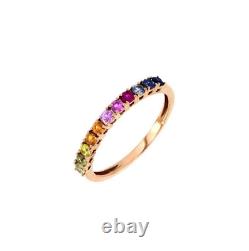 Stackable 925 Silver Gold Plated Multi Tourmaline Gemstone Ring Gift Jewelry