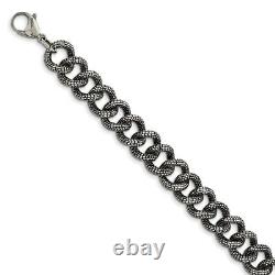 Stainless Steel Textured Link Chain Necklace Pendant Charm Fashion Jewelry