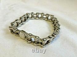 Sterling SIlver Bike Chain Bracelet 77.46g 9 Biker Link Jewelry Gift Mexico