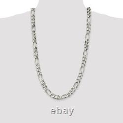 Sterling Silver 10.75mm Figaro Chain Necklace Fine Jewelry for Women Gift