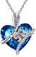Sterling Silver 50Th Birthday Blue Crystal Heart Necklace Birthday Gifts Jewelry