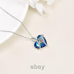 Sterling Silver 50Th Birthday Blue Crystal Heart Necklace Birthday Gifts Jewelry