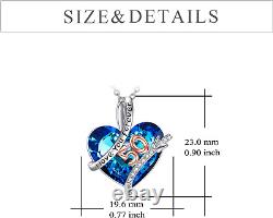 Sterling Silver 50Th Birthday Blue Crystal Heart Necklace Birthday Gifts Jewelry