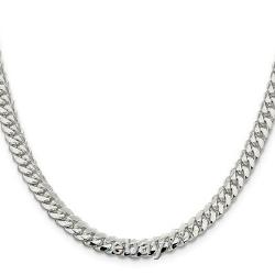 Sterling Silver 6.4mm Polished Domed Curb Chain Necklace Jewelry Gift for Her