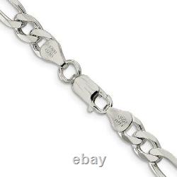 Sterling Silver 6.75mm Figaro Chain Necklace Fine Jewelry for Womens Gift