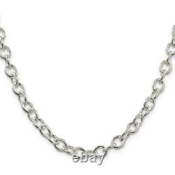 Sterling Silver 6.8mm Oval Cable Chain Necklace Fine Jewelry for Womens Gift