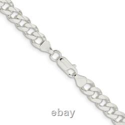 Sterling Silver 7.5mm Curb Chain Necklace Fine Jewelry for Women Best Gift