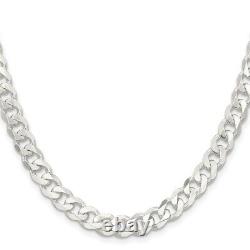 Sterling Silver 7.5mm Curb Chain Necklace Fine Jewelry for Womens Best Gift