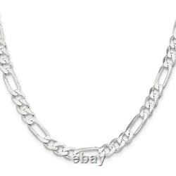 Sterling Silver 7.5mm Figaro Chain Necklace Fine Jewelry for Womens Gift