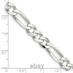 Sterling Silver 7.5mm Figaro Chain Necklace Fine Jewelry for Womens Gift