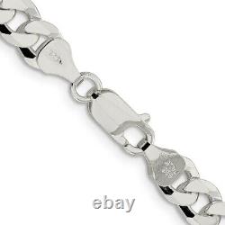 Sterling Silver 7mm Beveled Curb Chain Necklace Fine Jewelry for Women Gift