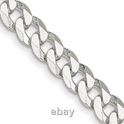 Sterling Silver 7mm Beveled Curb Chain Necklace Fine Jewelry for Womens Gift