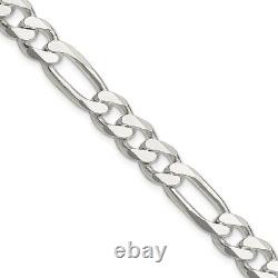 Sterling Silver 8mm Figaro Chain Necklace Fine Jewelry for Womens Gift