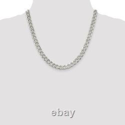 Sterling Silver 8mm Pave Curb Chain Necklace Fine Jewelry for Womens Gift