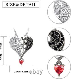 Sterling Silver Angel And Devil Red CZ Heart Pendant Necklace Jewelry Gifts 20