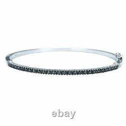 Sterling Silver Black Diamond Bangle Bracelet + Gift See Black Diamonds
