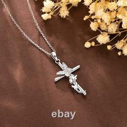 Sterling Silver CZ Butterfly Cross Pendant Necklace Jewelry Gifts For Women 18