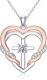 Sterling Silver Double Heart Cross Pendant Necklace Cross Jewelry Gift for Women