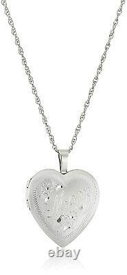 Sterling Silver Heart Mom Locket Necklace 18 Engraved Jewelry Gift for Women