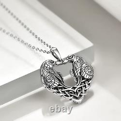 Sterling Silver Irish Celtic Knot Ravens Heart Necklace Good Luck Jewelry Gift