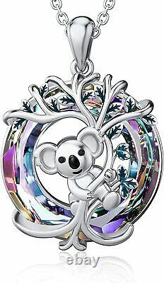 Sterling Silver Koala With Crystal Pendant Necklace Jewelry Gifts for Women 20