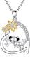 Sterling Silver Koala on Tree Branch Heart Pendant Flower Necklace Gifts Women