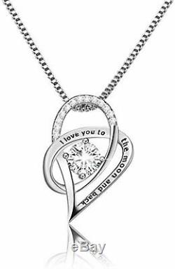 Sterling Silver Necklace Gift for Her Heart Pendant Birthday Mom Wife I Love You