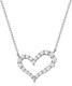 Sterling Silver Open Heart Pendant Necklace White CZ Jewelry Gifts For Women 20