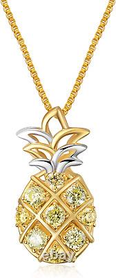 Sterling Silver Pineapple Necklace Gold Plated Pendant, Jewelry Gift for Women