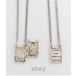 Sterling Silver Scapular Medal Features 30in Long Chain Comes Gift Boxed