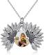 Sterling Silver Sunflower Photo Locket Necklace That Holds Pictures Jewelry Gift