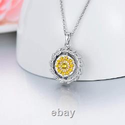 Sterling Silver Sunflower Urn Necklace for Ashes Cremation Jewelry Memorial Gift