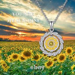 Sterling Silver Sunflower Urn Necklace for Ashes Cremation Jewelry Memorial Gift