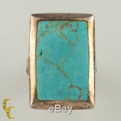 Sterling Silver Turquoise Plaque Ring Size 6.75 Gorgeous Gift