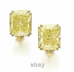 Stud Earring Solid 925 Sterling Silver Yellow Radiant Cut Jewelry Women Gift