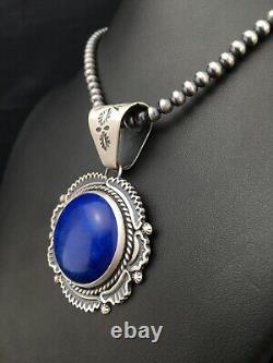 Stunning GIFT SALE Navajo Sterling Silver LAPIS Necklace Pendant Set 2.7 4262