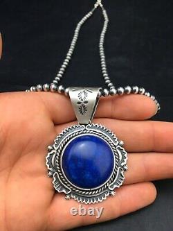 Stunning GIFT SALE Navajo Sterling Silver LAPIS Necklace Pendant Set 2.7 4262