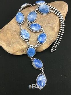 Stunning Gift NAVAJO Sterling Silver Denim Lapis Lazuli LARIAT 24 Necklace 4902