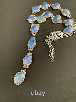 Stunning Gift NAVAJO Sterling Silver Denim Lapis Lazuli LARIAT 37Necklace 4955