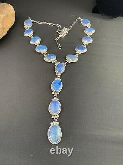 Stunning Gift NAVAJO Sterling Silver Denim Lapis Lazuli LARIAT 37Necklace 4955