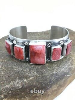 Stunning Navajo Indian Spiny Oyster Sterling Silver Cuff Bracelet 1314 Moms Gift